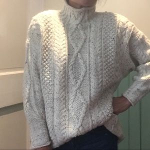 Express Tricot Hand knitted Vintage oversized wool blend cream cable sweater